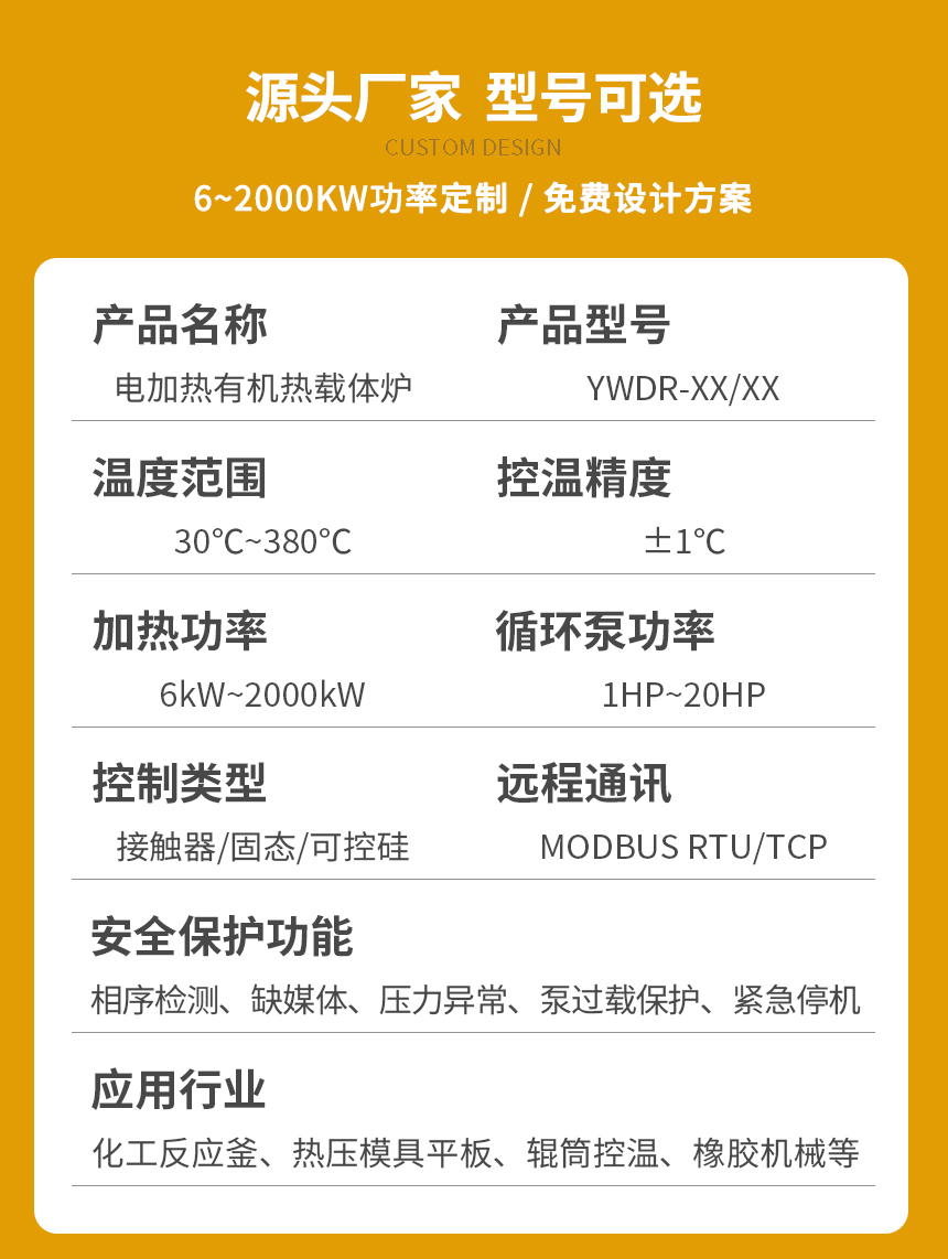 分區(qū)供熱有機熱載體鍋爐參數(shù)